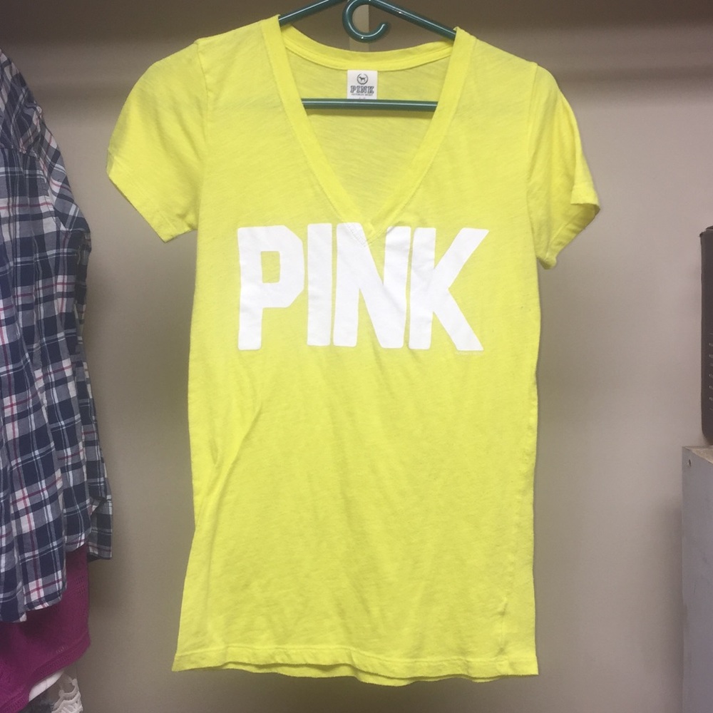 💖💕PINK💕💖 Yellow V-neck Shirt 5/$25